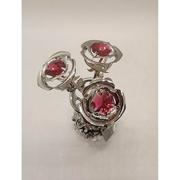 MATASHI CHROME PLATES SILVER FLOWERS BOUQUET and Vase Unique See! - Picture 5 of 13